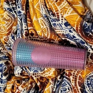 Starbucks 2021 Summer Pink and Blue Grid Kaleidoscope 24 oz Venti Tumbler